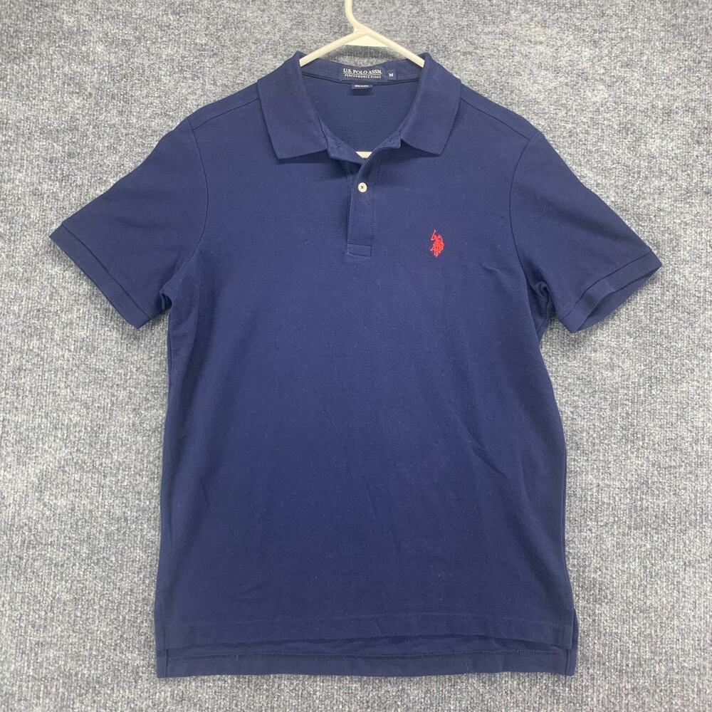 US Polo Assn Polo Shirt Mens XL‎ Blue Performance Pique Short Sleeve Golf